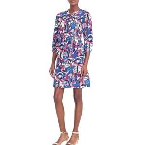 Y2K J. Crew Lace Up Bold Butterfly Print Shift Dress Medium